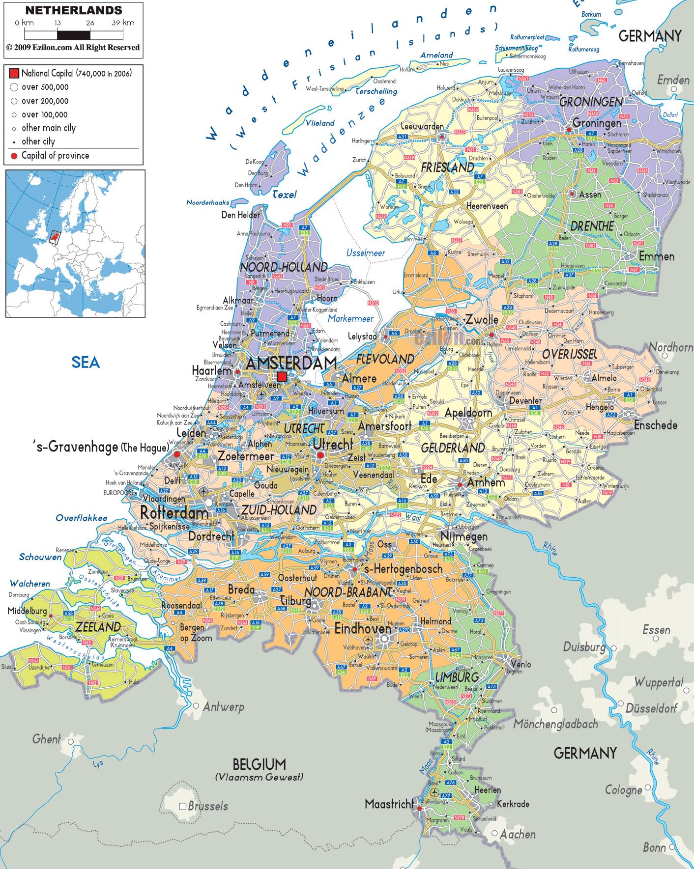 hollandia térkép Hollandia térkép városok   Térkép a Holland városok (Nyugat  hollandia térkép